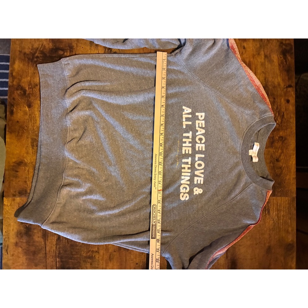 Spiritual Gangster Sweatshirt Womens L Grey Excellent Glitter Stripe Pullover - Picture 5 of 6